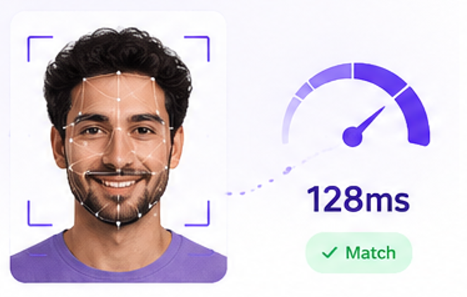 Face detection with speed meter — sub-200ms response time